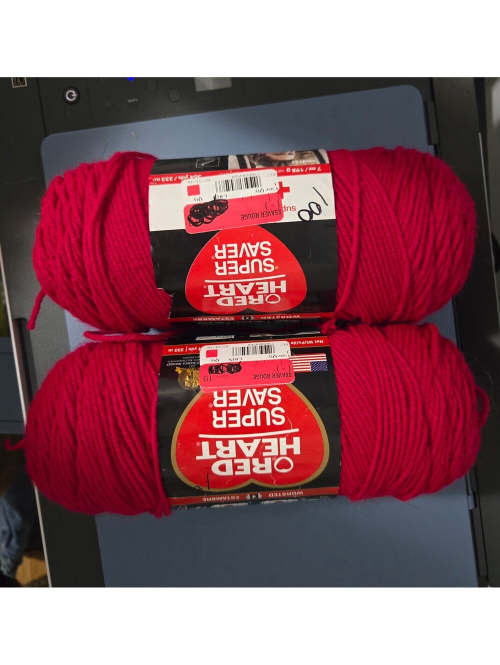 Red Heart Super Saver Acrylic Yarn, Rouge Red, 2 Skeins